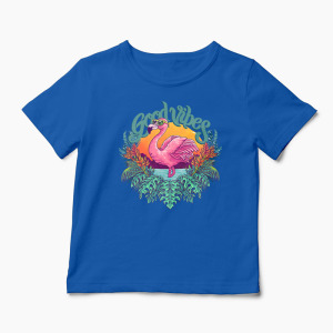 Tricou Tropical Flamingo - Copii-Albastru Regal